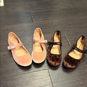 Old Navy Pink and Leopard Kids Velvet Ballet Shoes Size 2